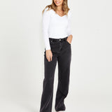 Emerald High Waisted Wide Leg Jeans - 82 Wash Black