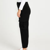 Mischa High Waisted Pocket Detail Cargo Jogger - Black