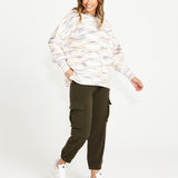 Pepper Space Oversized Wool-Blend Jumper - Cream Rainbow Marle