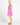Aria Square Neck Shirred Back Balloon Sleeve Cotton/Linen Mini Dress - Pink - Sass Clothing