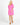 Aria Square Neck Shirred Back Balloon Sleeve Cotton/Linen Mini Dress - Pink - Sass Clothing