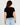 Aubrey Square Neck Short Sleeve Cotton Basic Top - Black - Sass Clothing