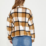 Augusta Cropped Shacket - Tan Cream Check - Sass Clothing