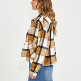 Augusta Cropped Shacket - Tan Cream Check - Sass Clothing