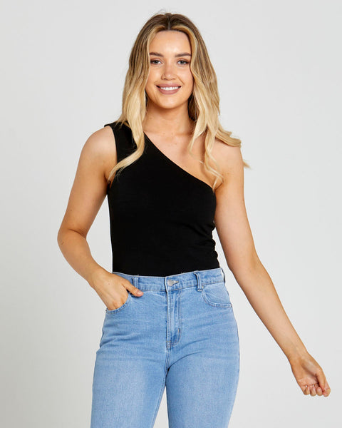Bec One Shoulder Top - Black | Sass Clothing | Melbourne Designed