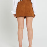 Becca High Waisted Button Skirt - Brandy Brown - Sass Clothing